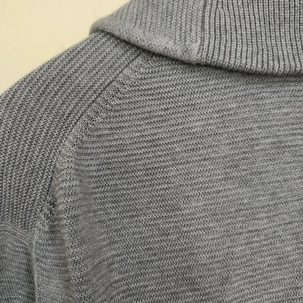Banana Republic Cardigan Sweater Men's L Gray Supima Cotton Shawl Collar Button